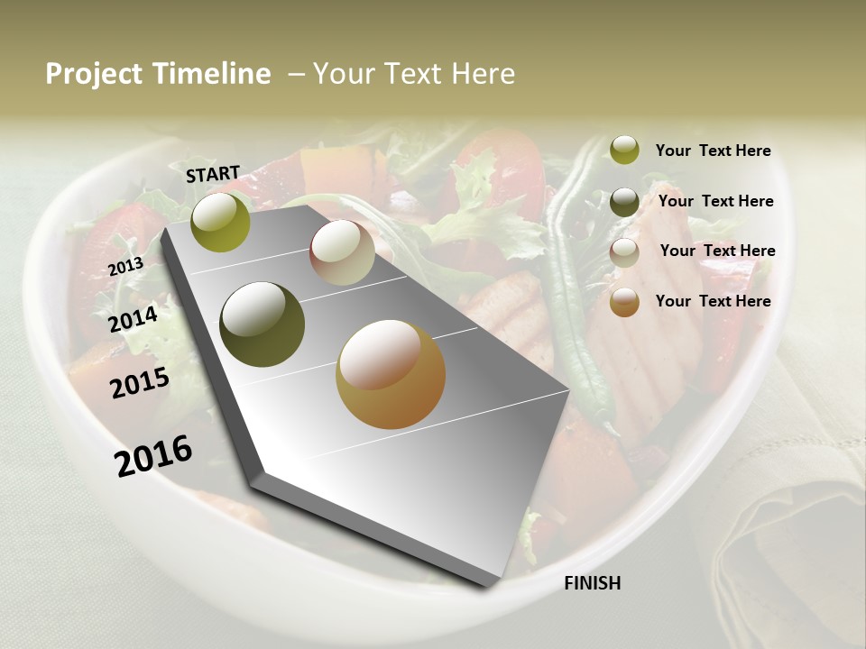 A White Bowl Filled With Salad And Meat PowerPoint Template