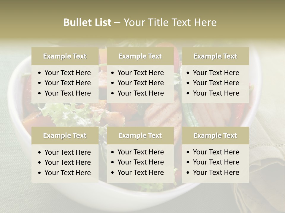 A White Bowl Filled With Salad And Meat PowerPoint Template