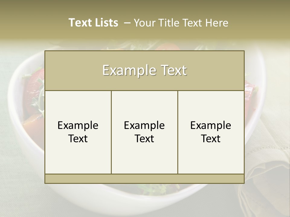 A White Bowl Filled With Salad And Meat PowerPoint Template