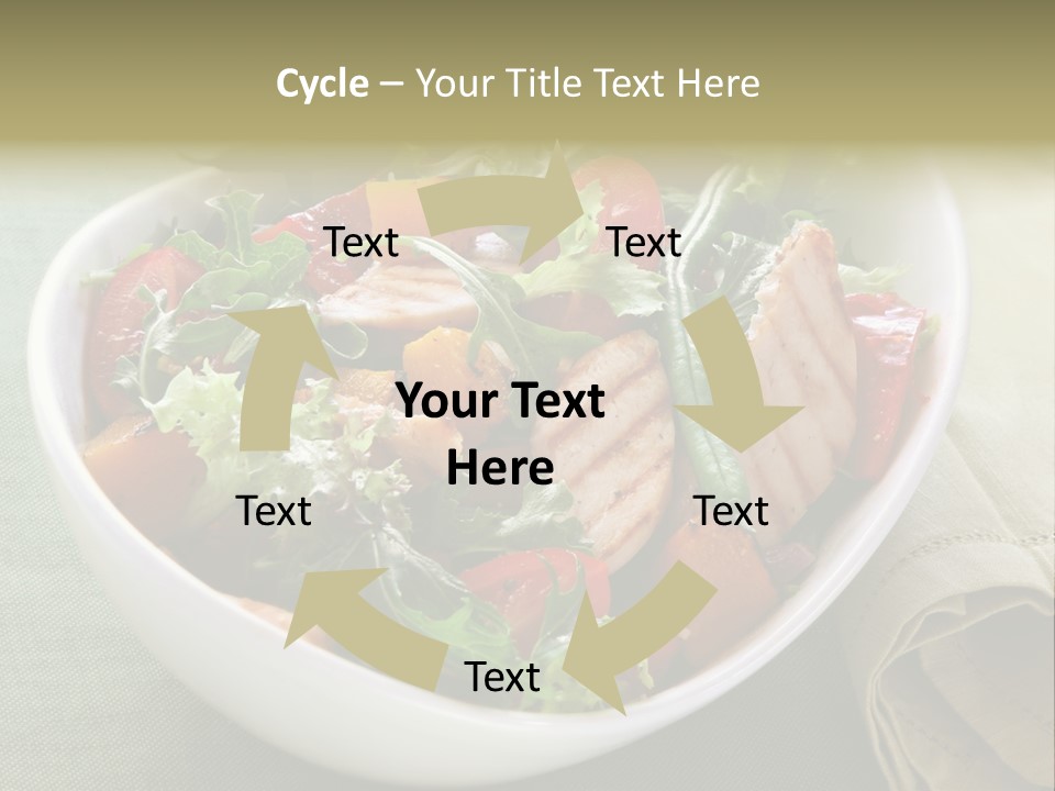 A White Bowl Filled With Salad And Meat PowerPoint Template