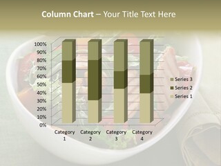 A White Bowl Filled With Salad And Meat PowerPoint Template