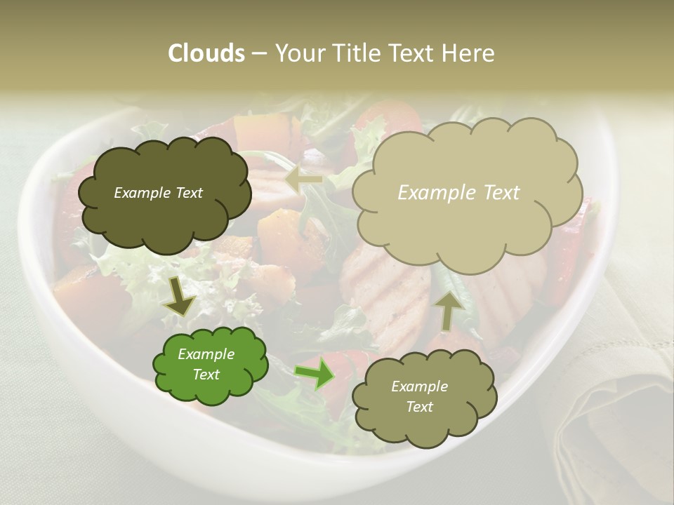 A White Bowl Filled With Salad And Meat PowerPoint Template