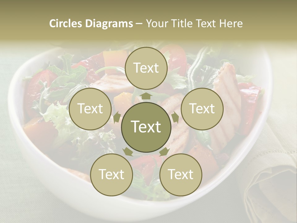 A White Bowl Filled With Salad And Meat PowerPoint Template