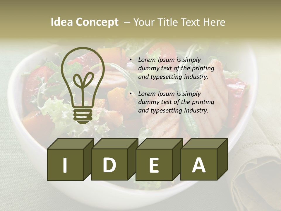A White Bowl Filled With Salad And Meat PowerPoint Template
