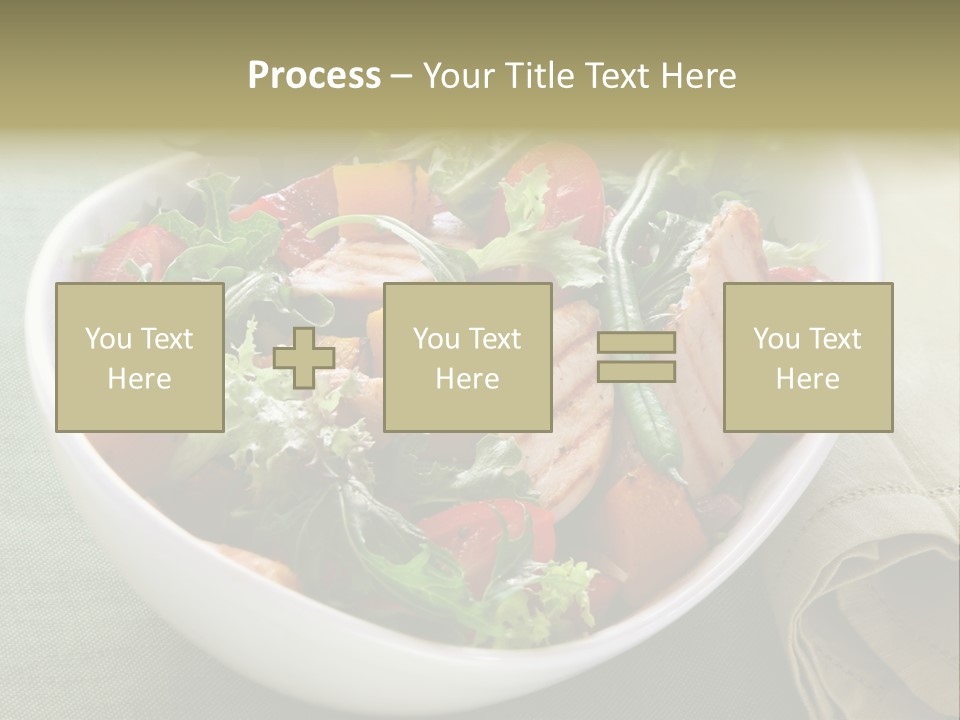A White Bowl Filled With Salad And Meat PowerPoint Template