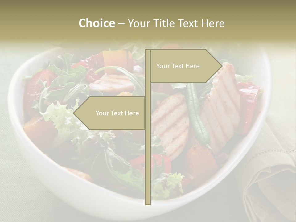 A White Bowl Filled With Salad And Meat PowerPoint Template