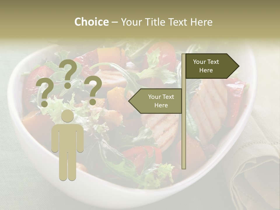 A White Bowl Filled With Salad And Meat PowerPoint Template
