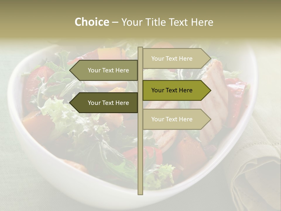 A White Bowl Filled With Salad And Meat PowerPoint Template