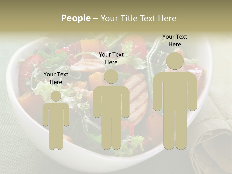 A White Bowl Filled With Salad And Meat PowerPoint Template