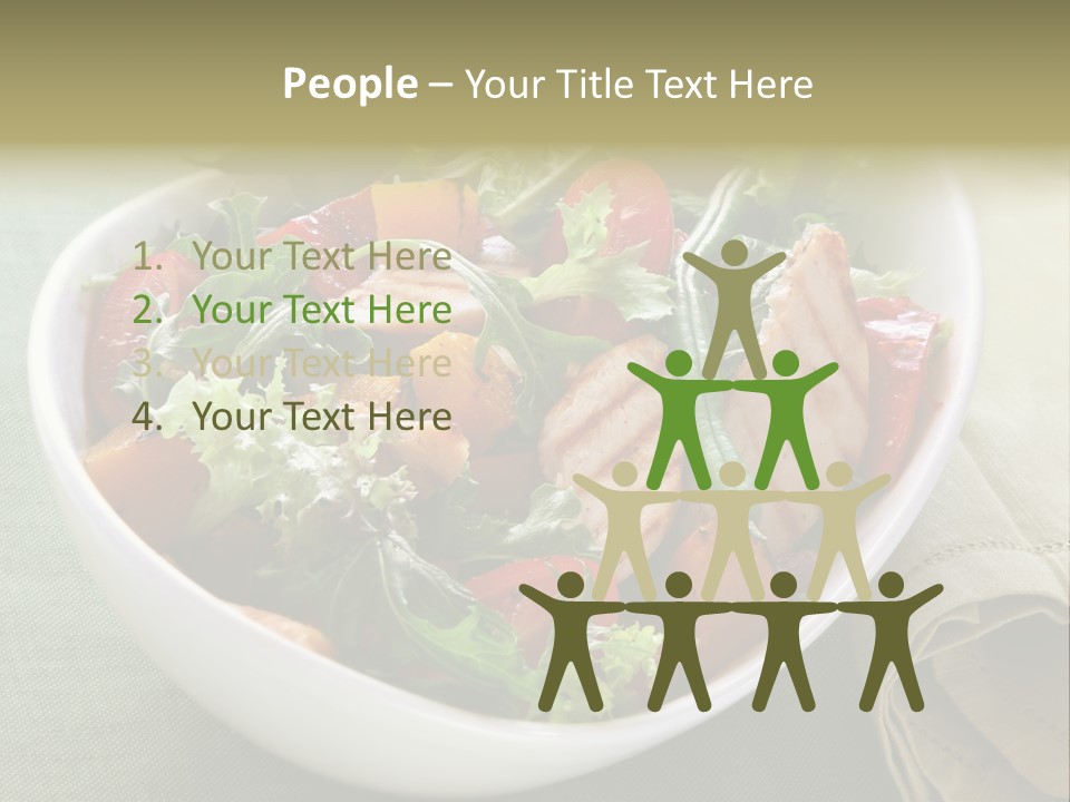 A White Bowl Filled With Salad And Meat PowerPoint Template