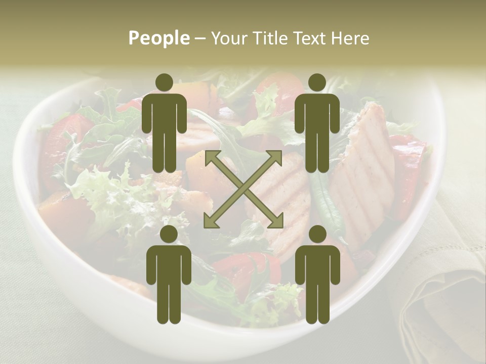 A White Bowl Filled With Salad And Meat PowerPoint Template