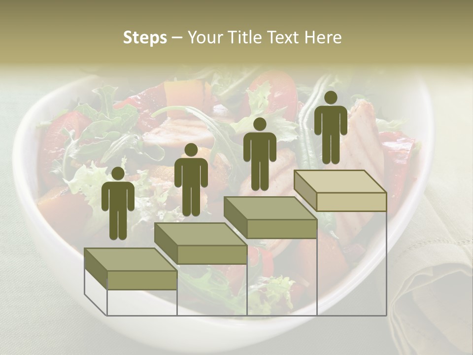 A White Bowl Filled With Salad And Meat PowerPoint Template