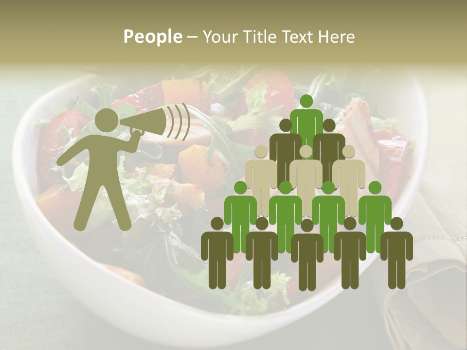 A White Bowl Filled With Salad And Meat PowerPoint Template
