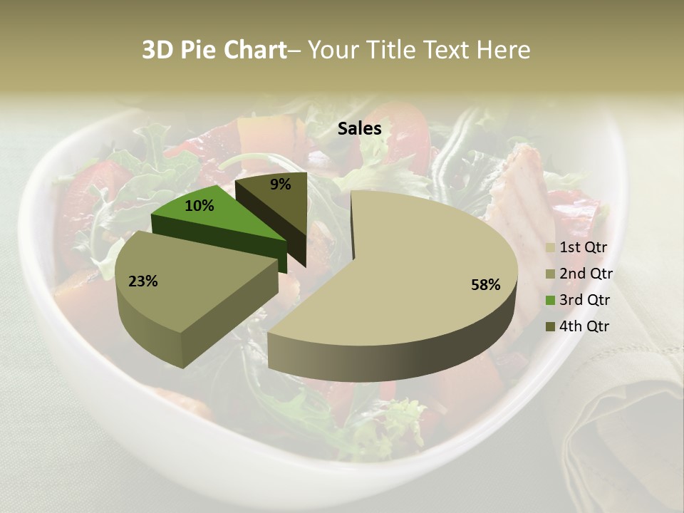 A White Bowl Filled With Salad And Meat PowerPoint Template
