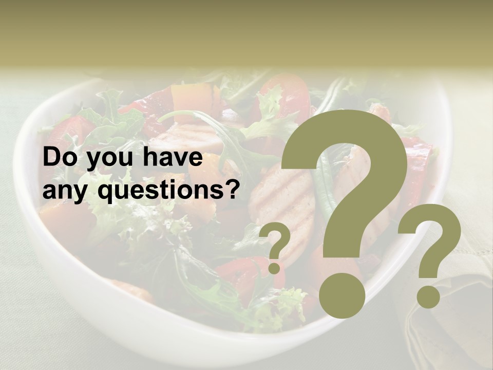 A White Bowl Filled With Salad And Meat PowerPoint Template
