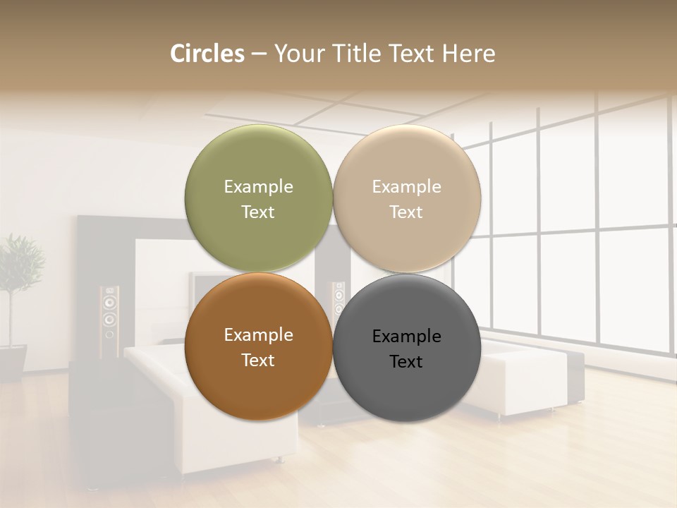 A Living Room With White Furniture And A Flat Screen Tv PowerPoint Template