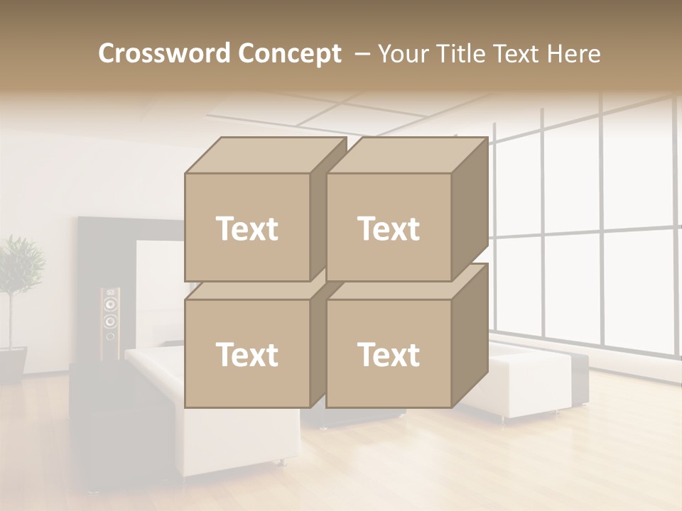 A Living Room With White Furniture And A Flat Screen Tv PowerPoint Template