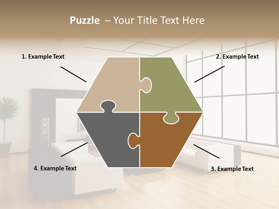 A Living Room With White Furniture And A Flat Screen Tv PowerPoint Template