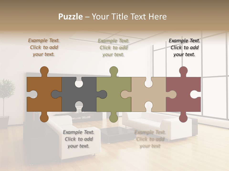 A Living Room With White Furniture And A Flat Screen Tv PowerPoint Template