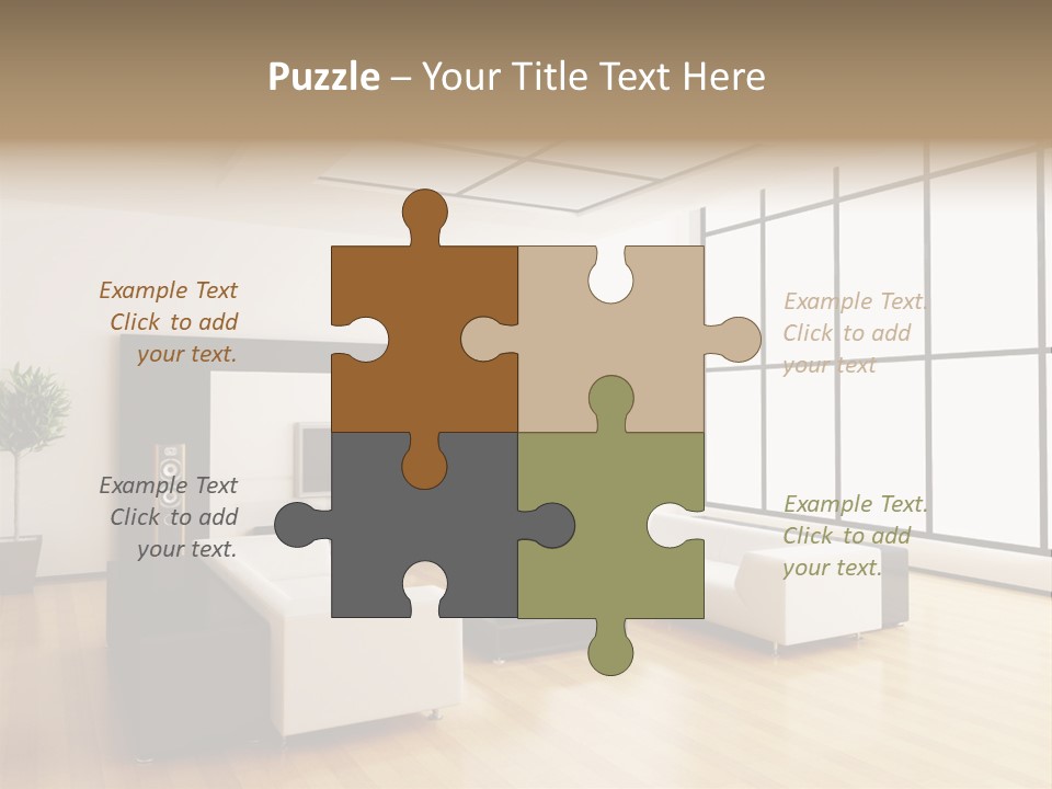 A Living Room With White Furniture And A Flat Screen Tv PowerPoint Template