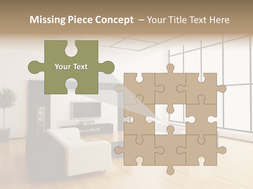 A Living Room With White Furniture And A Flat Screen Tv PowerPoint Template