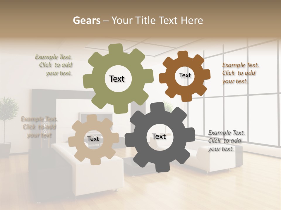 A Living Room With White Furniture And A Flat Screen Tv PowerPoint Template