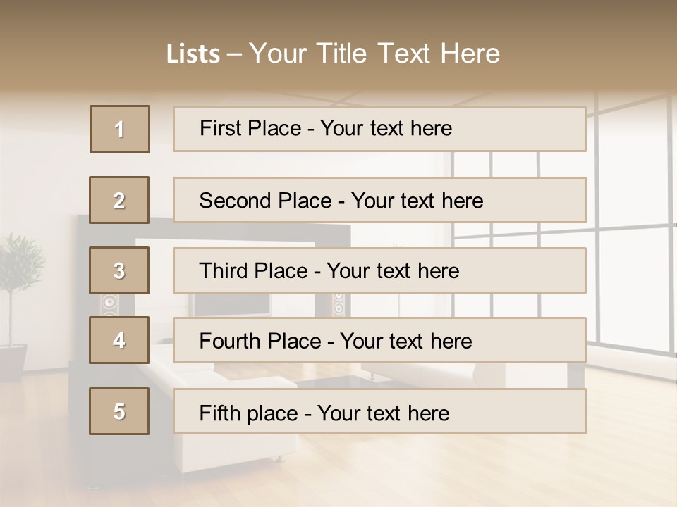 A Living Room With White Furniture And A Flat Screen Tv PowerPoint Template