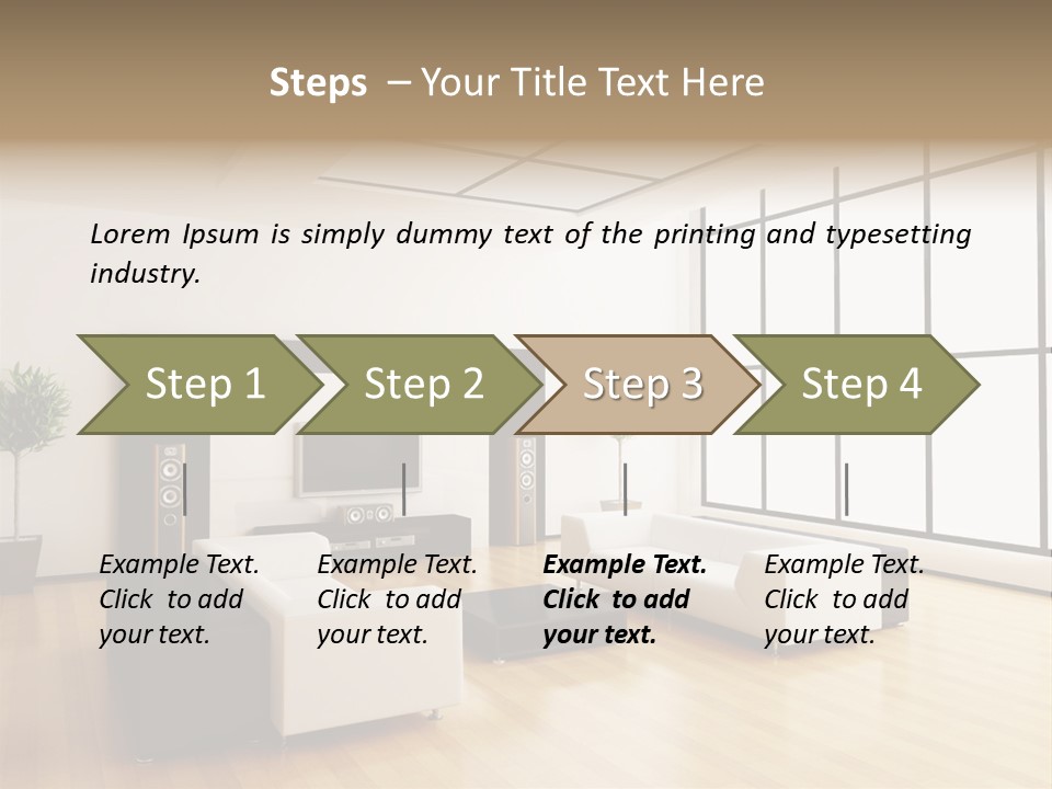 A Living Room With White Furniture And A Flat Screen Tv PowerPoint Template