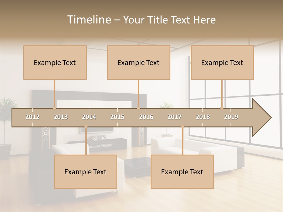 A Living Room With White Furniture And A Flat Screen Tv PowerPoint Template