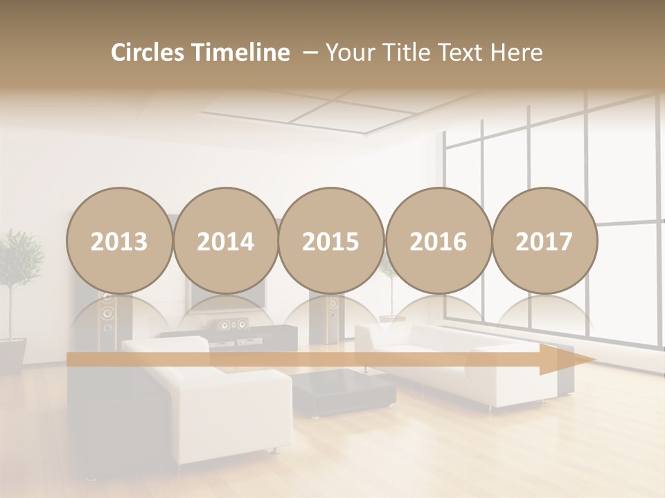 A Living Room With White Furniture And A Flat Screen Tv PowerPoint Template