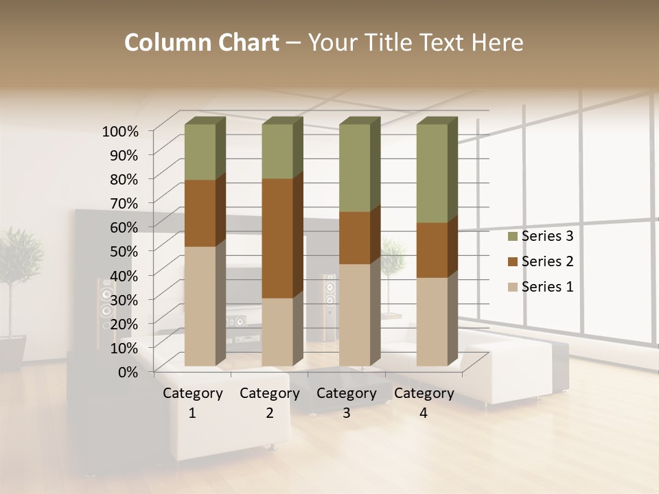 A Living Room With White Furniture And A Flat Screen Tv PowerPoint Template