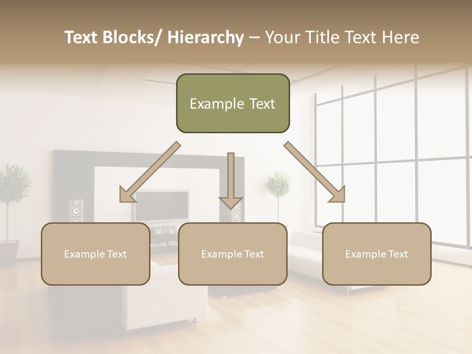 A Living Room With White Furniture And A Flat Screen Tv PowerPoint Template