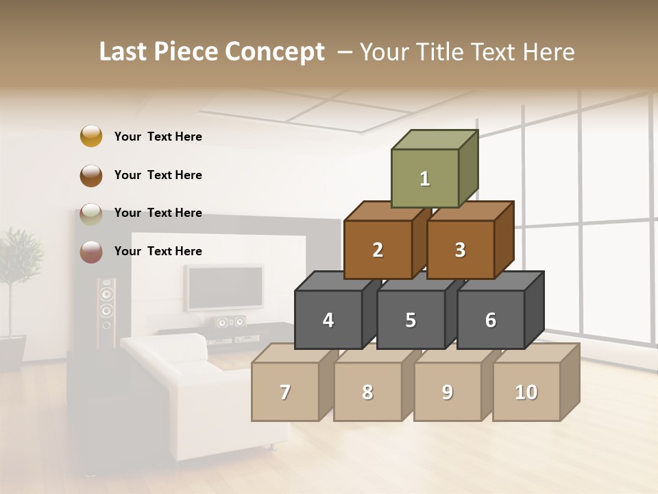 A Living Room With White Furniture And A Flat Screen Tv PowerPoint Template