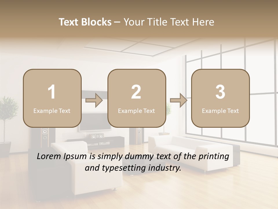 A Living Room With White Furniture And A Flat Screen Tv PowerPoint Template
