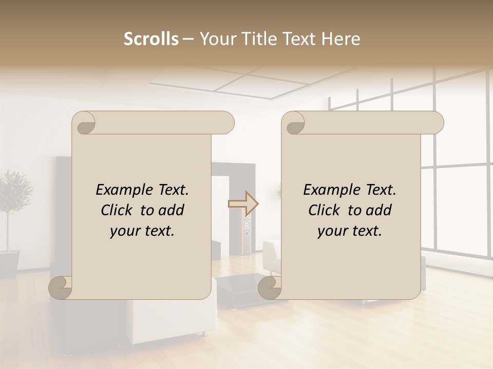 A Living Room With White Furniture And A Flat Screen Tv PowerPoint Template