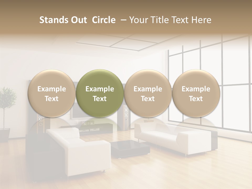 A Living Room With White Furniture And A Flat Screen Tv PowerPoint Template