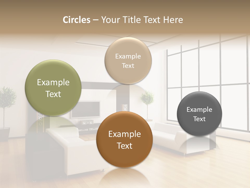 A Living Room With White Furniture And A Flat Screen Tv PowerPoint Template