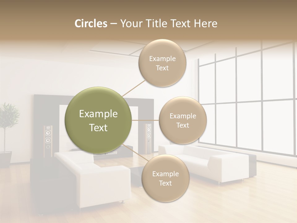 A Living Room With White Furniture And A Flat Screen Tv PowerPoint Template