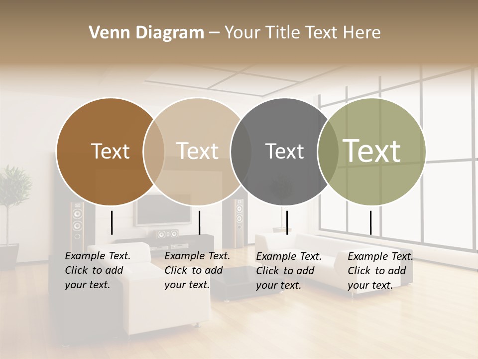 A Living Room With White Furniture And A Flat Screen Tv PowerPoint Template