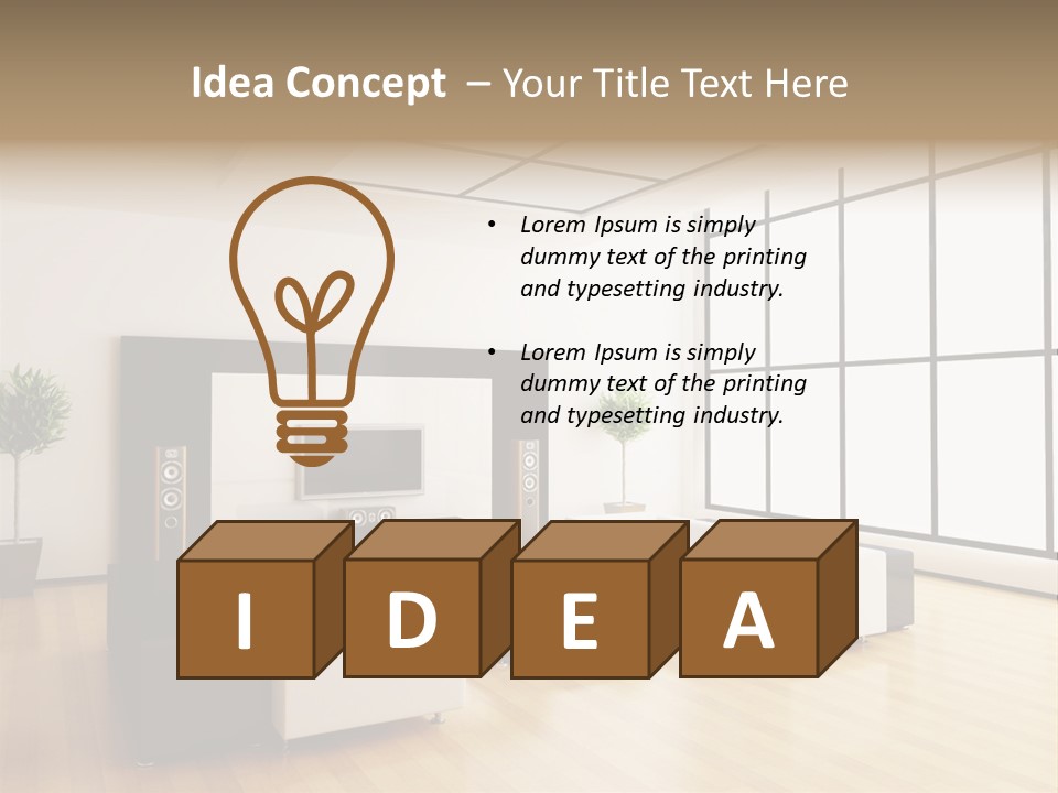 A Living Room With White Furniture And A Flat Screen Tv PowerPoint Template