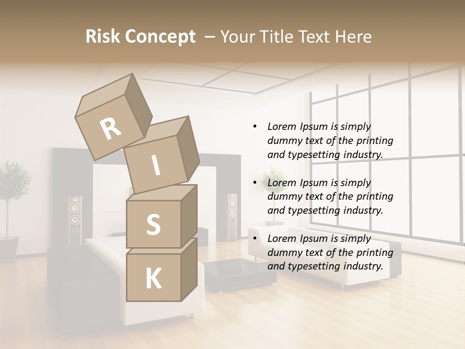 A Living Room With White Furniture And A Flat Screen Tv PowerPoint Template