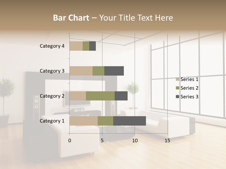 A Living Room With White Furniture And A Flat Screen Tv PowerPoint Template