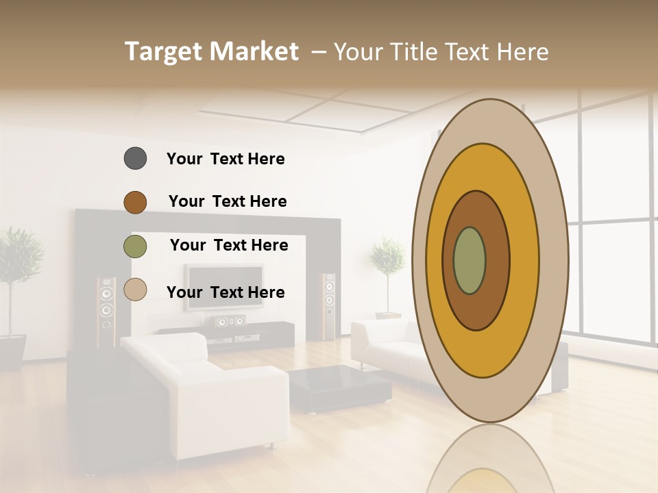 A Living Room With White Furniture And A Flat Screen Tv PowerPoint Template