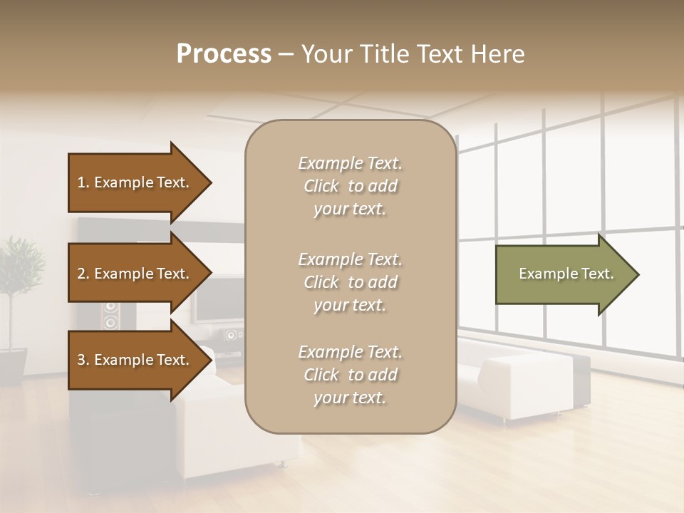 A Living Room With White Furniture And A Flat Screen Tv PowerPoint Template