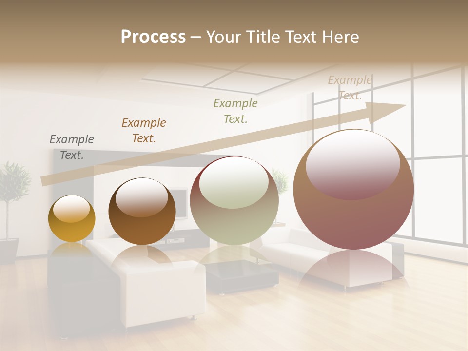 A Living Room With White Furniture And A Flat Screen Tv PowerPoint Template