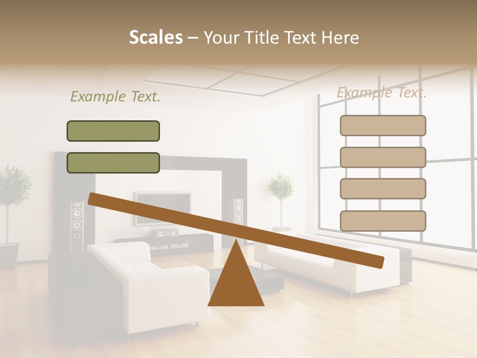 A Living Room With White Furniture And A Flat Screen Tv PowerPoint Template