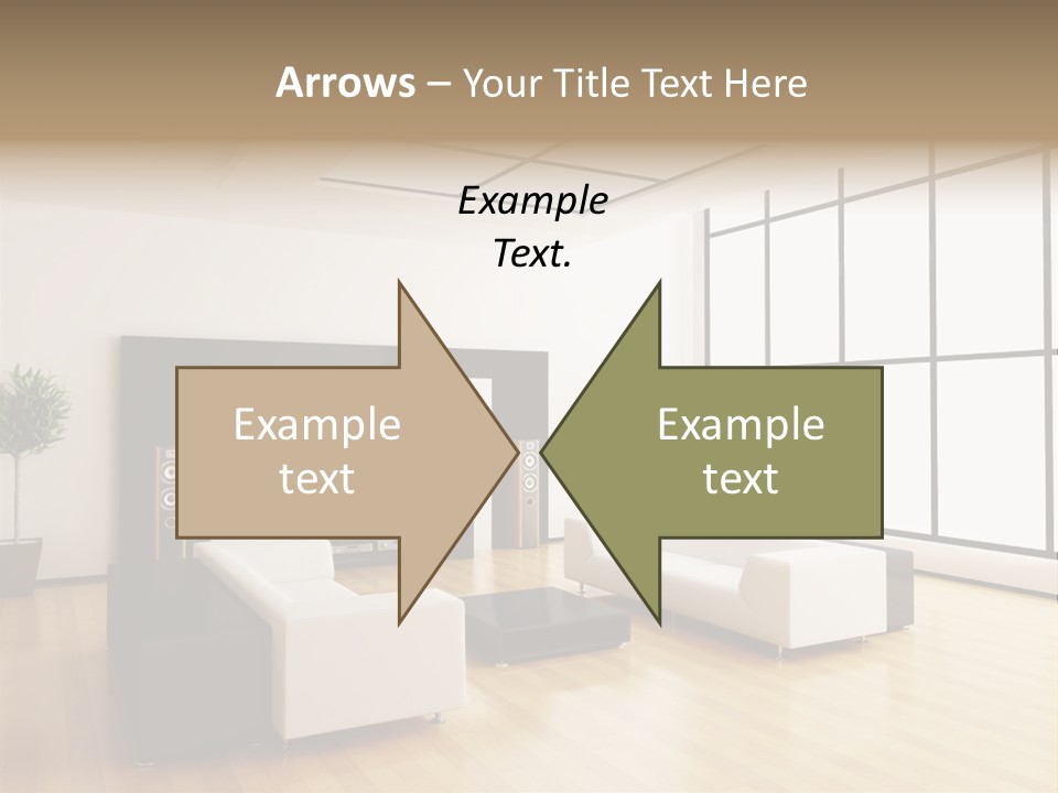 A Living Room With White Furniture And A Flat Screen Tv PowerPoint Template