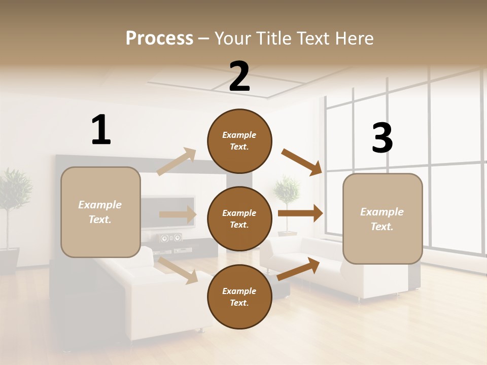 A Living Room With White Furniture And A Flat Screen Tv PowerPoint Template
