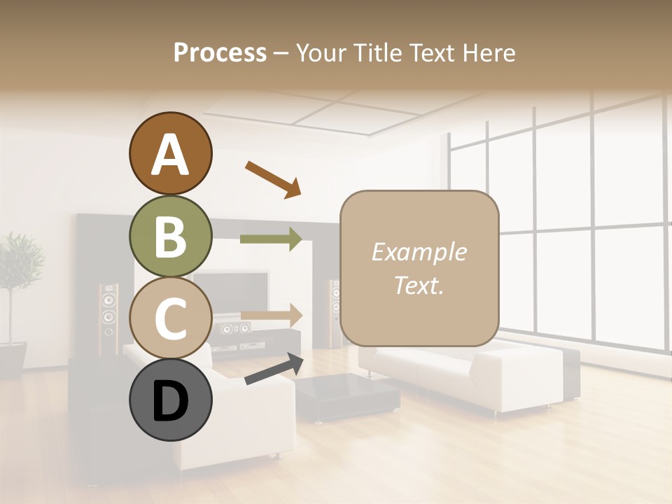 A Living Room With White Furniture And A Flat Screen Tv PowerPoint Template