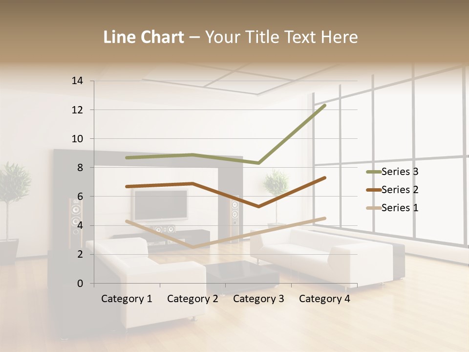 A Living Room With White Furniture And A Flat Screen Tv PowerPoint Template